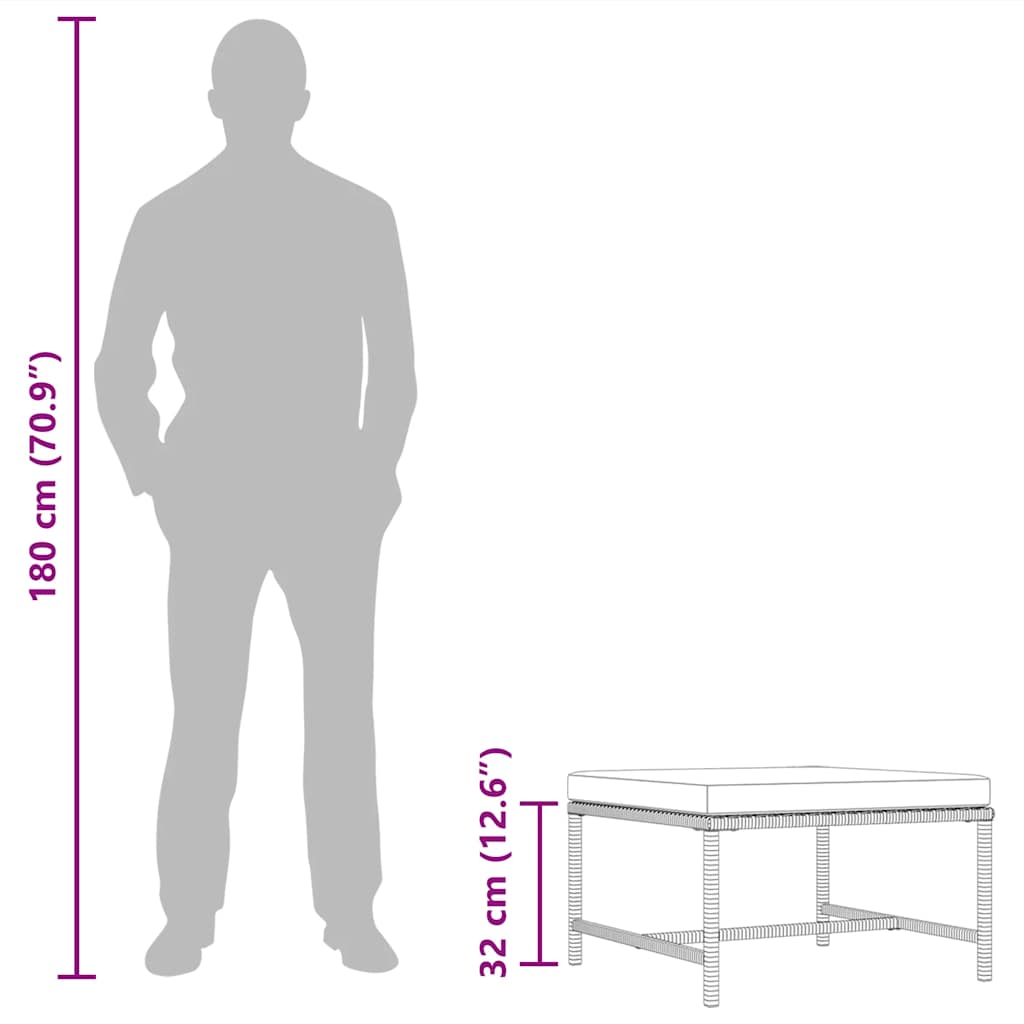 Poggiapiedi Modulare con Cuscino in Polyrattan Nero - homemem39