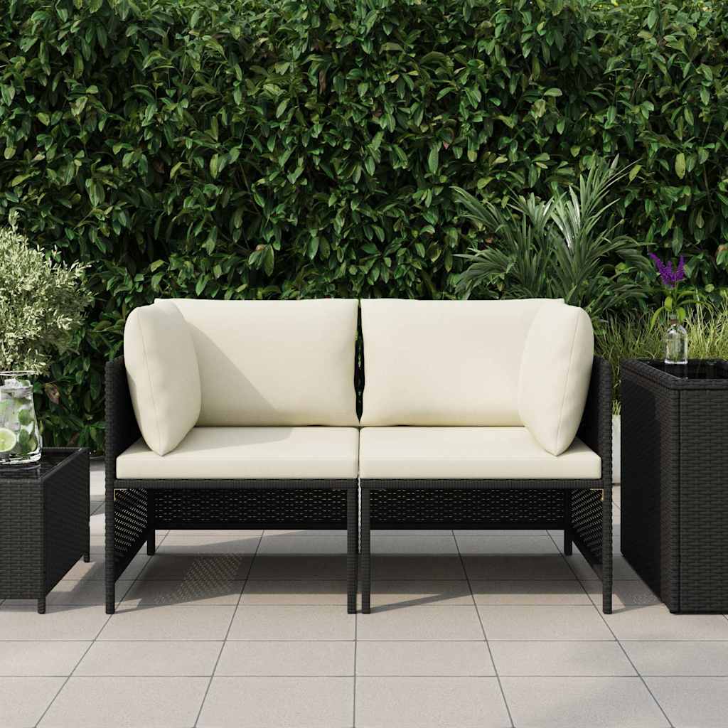Divano da Giardino a 2 Posti con Cuscini in Polyrattan