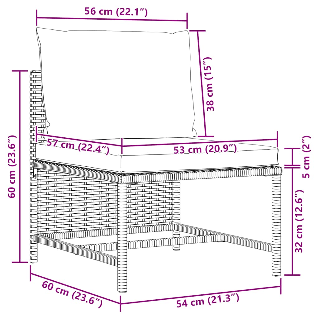 Set Divani da Giardino 4 pz con Cuscini in Polyrattan Nero | homemem39