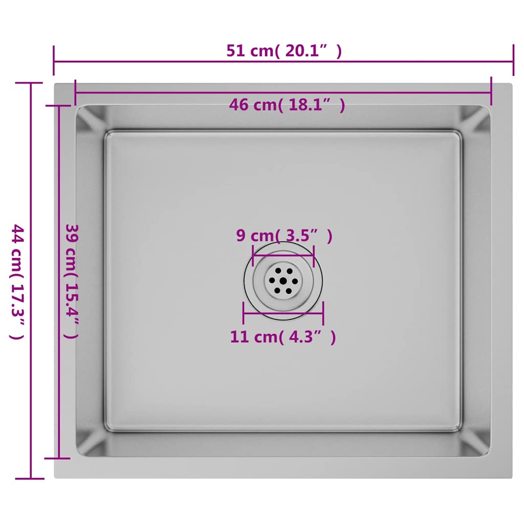 Lavello da Cucina Lavorato a Mano in Acciaio Inox - homemem39