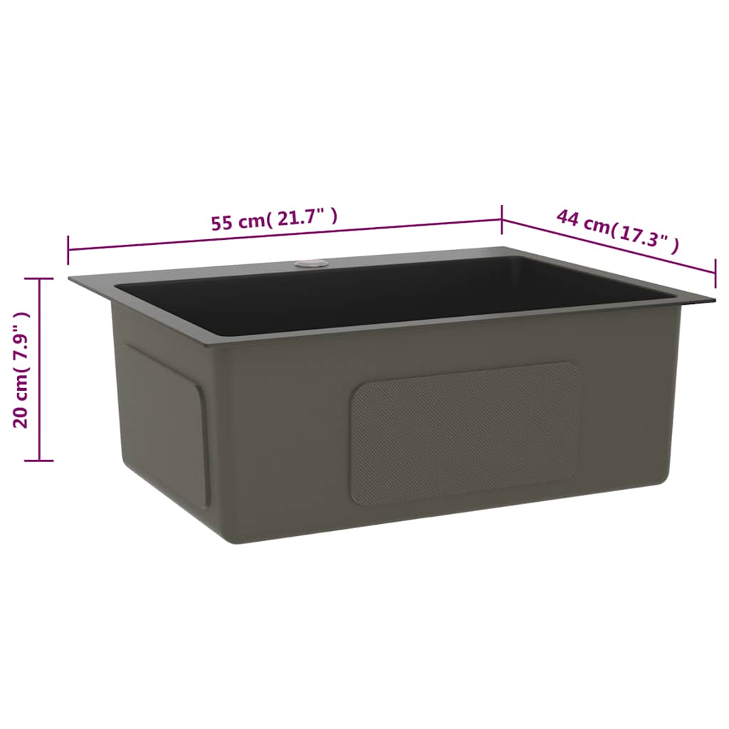 Lavello da Cucina Lavorato a Mano Nero Acciaio Inox | homemem39