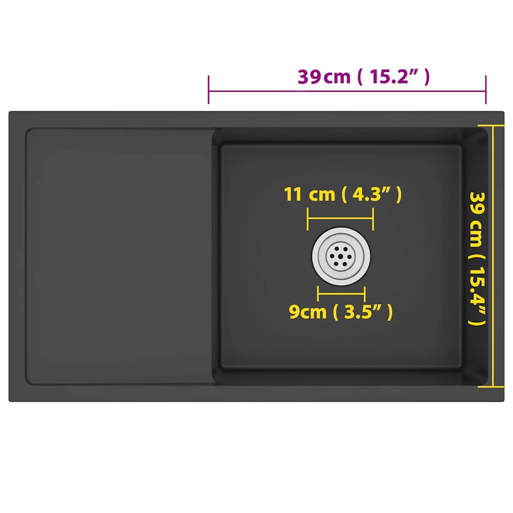 Lavello da Cucina Lavorato a Mano Nero Acciaio Inox