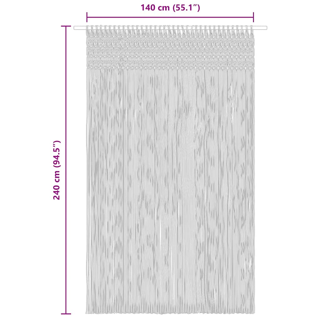 Tenda Macramè Grigio Talpa 140x240 cm in Cotone | homemem39