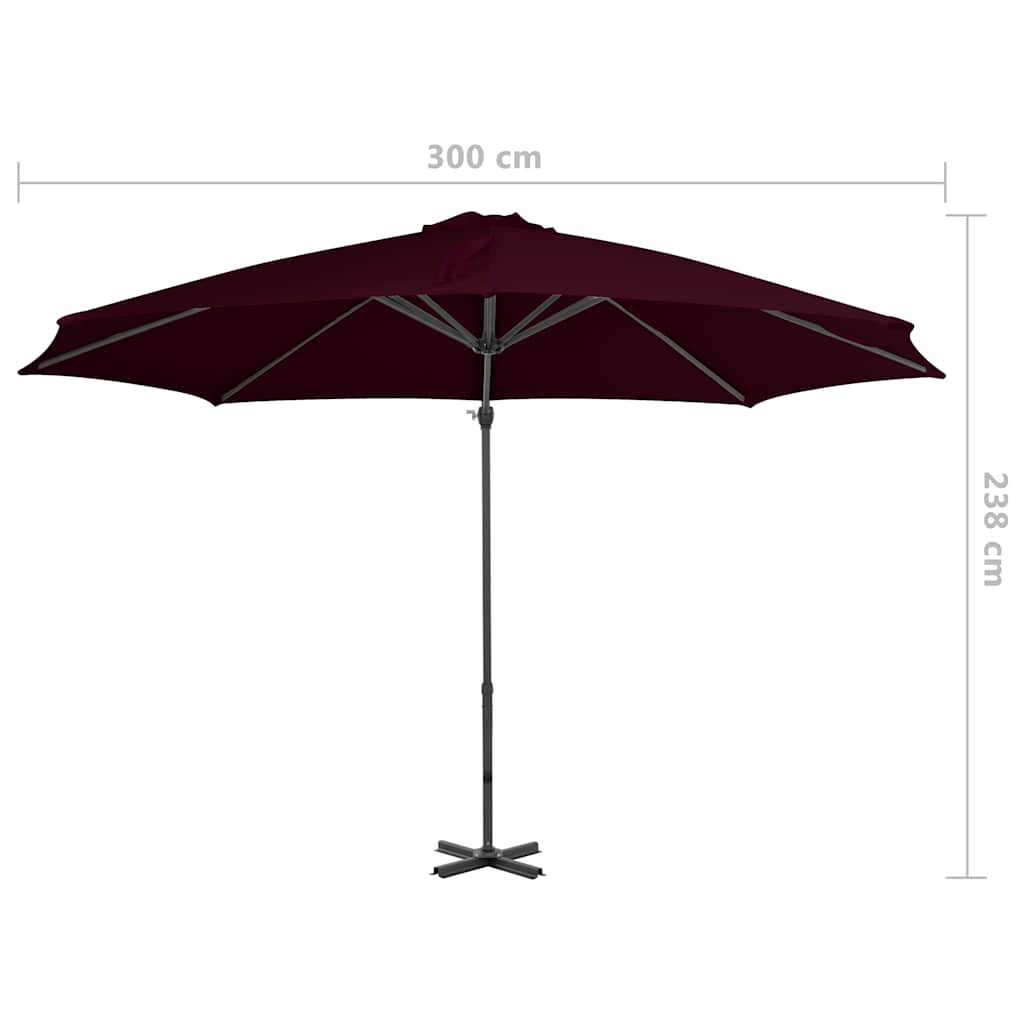 Ombrellone a Sbalzo con Palo in Alluminio 300 cm Rosso | homemem39