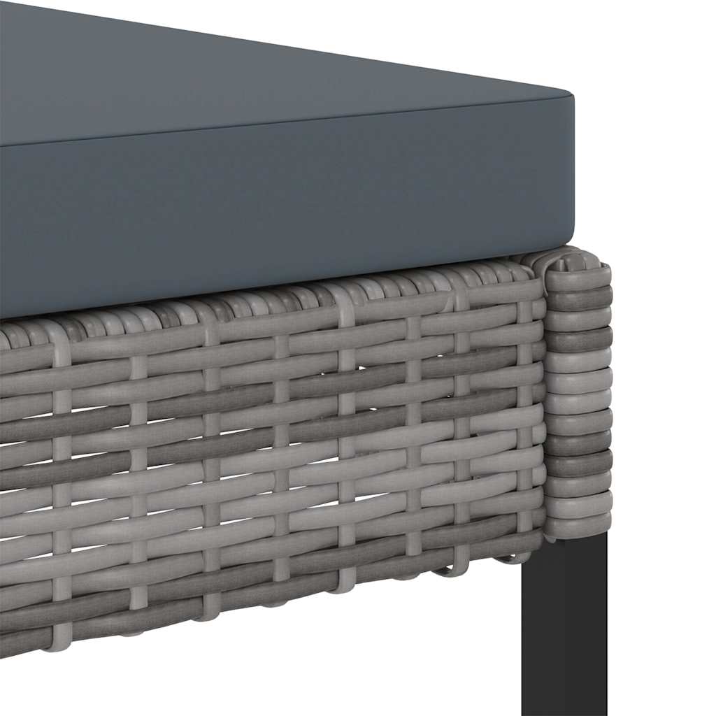 Set Pranzo da Giardino 9 pz con Cuscini in Polyrattan Grigio