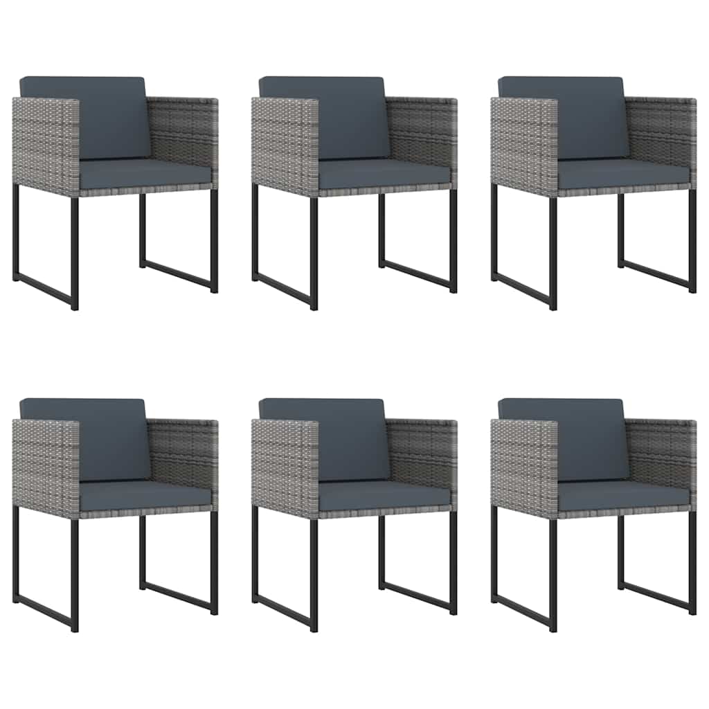 Set Pranzo da Giardino 11 pz con Cuscini in Polyrattan Grigio