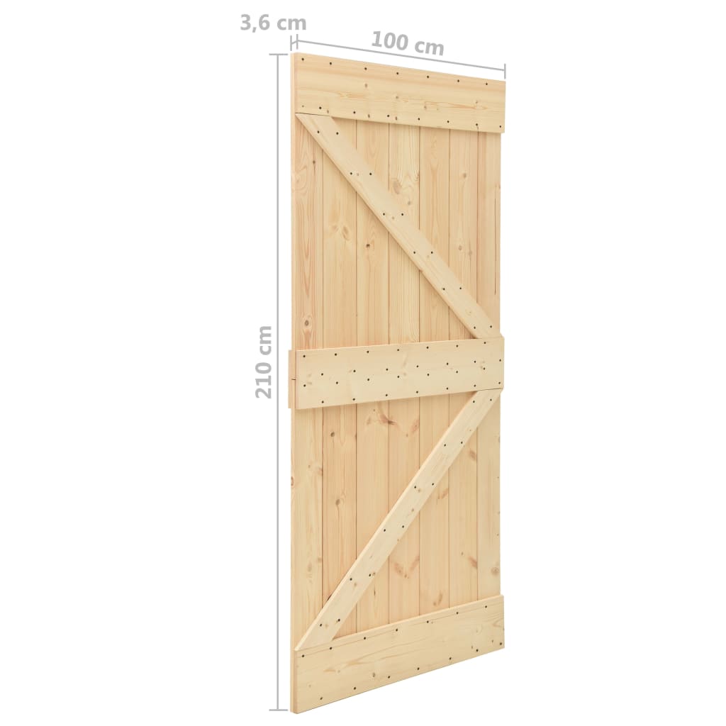 Porta Scorrevole con Set Hardware 100x210 cm in Legno di Pino