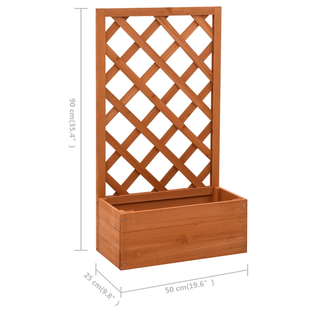 Fioriera con Traliccio Arancione 50x25x90 cm Massello di Abete | homemem39