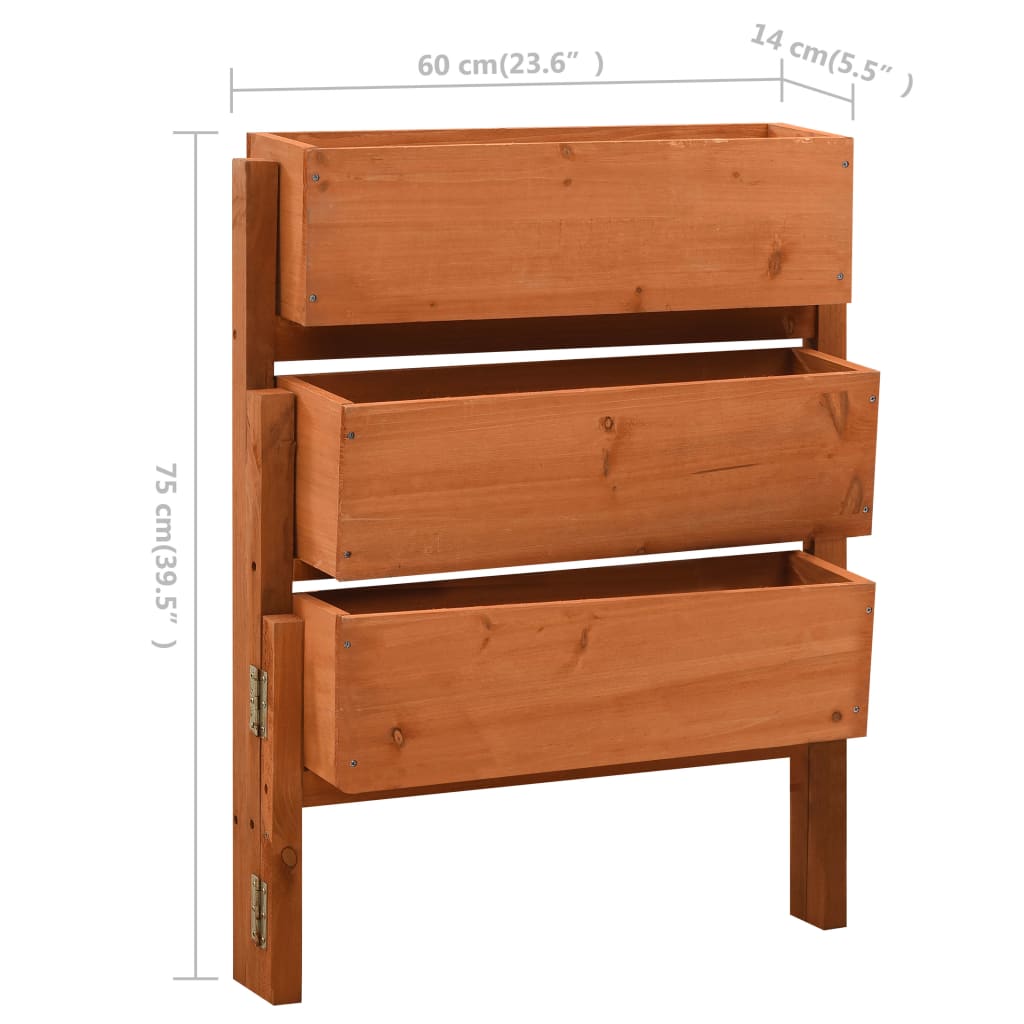 Fioriera Giardino Pieghevole Arancione 60x14x75 cm Legno Abete | homemem39