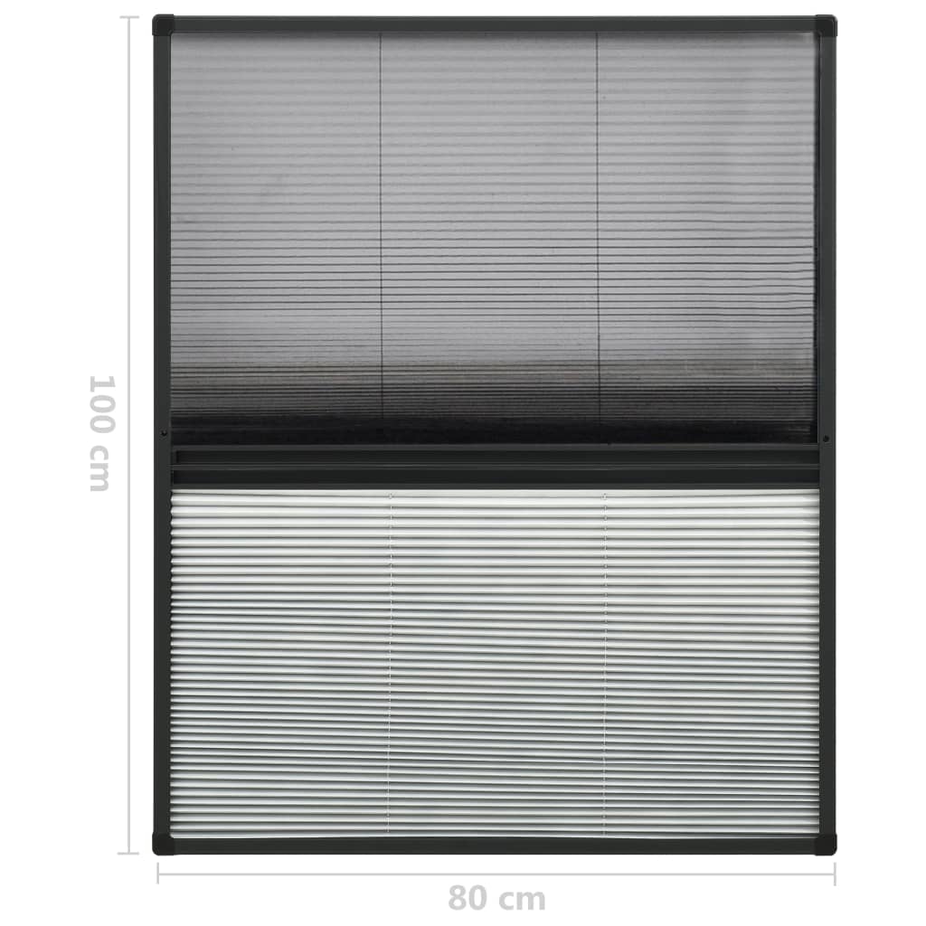 Zanzariera Plissettata Finestra Alluminio 80x100 cm con Tendina | homemem39