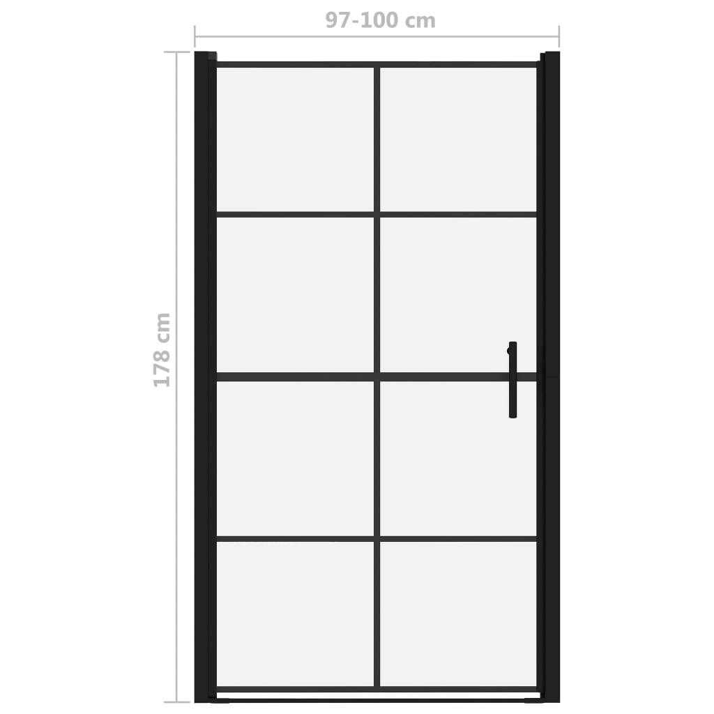 Porta per Doccia in Vetro Temperato 100x178 cm Nera | homemem39