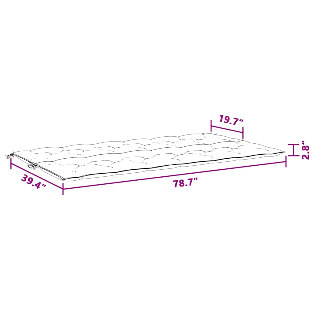 Cuscino per Panca Antracite 200x(50+50)x7 cm in Tessuto Oxford