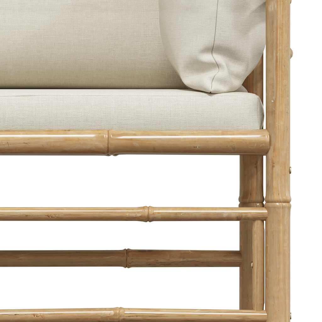 Divano Angolare da Giardino con Cuscini Bianco Crema in Bambù | homemem39