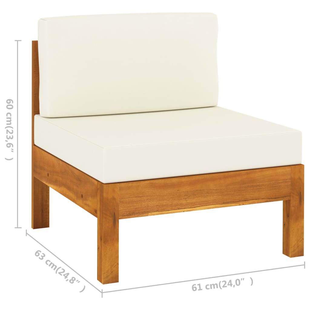 Divano da Giardino 3 Posti Cuscini Bianco Crema Massello Acacia | homemem39