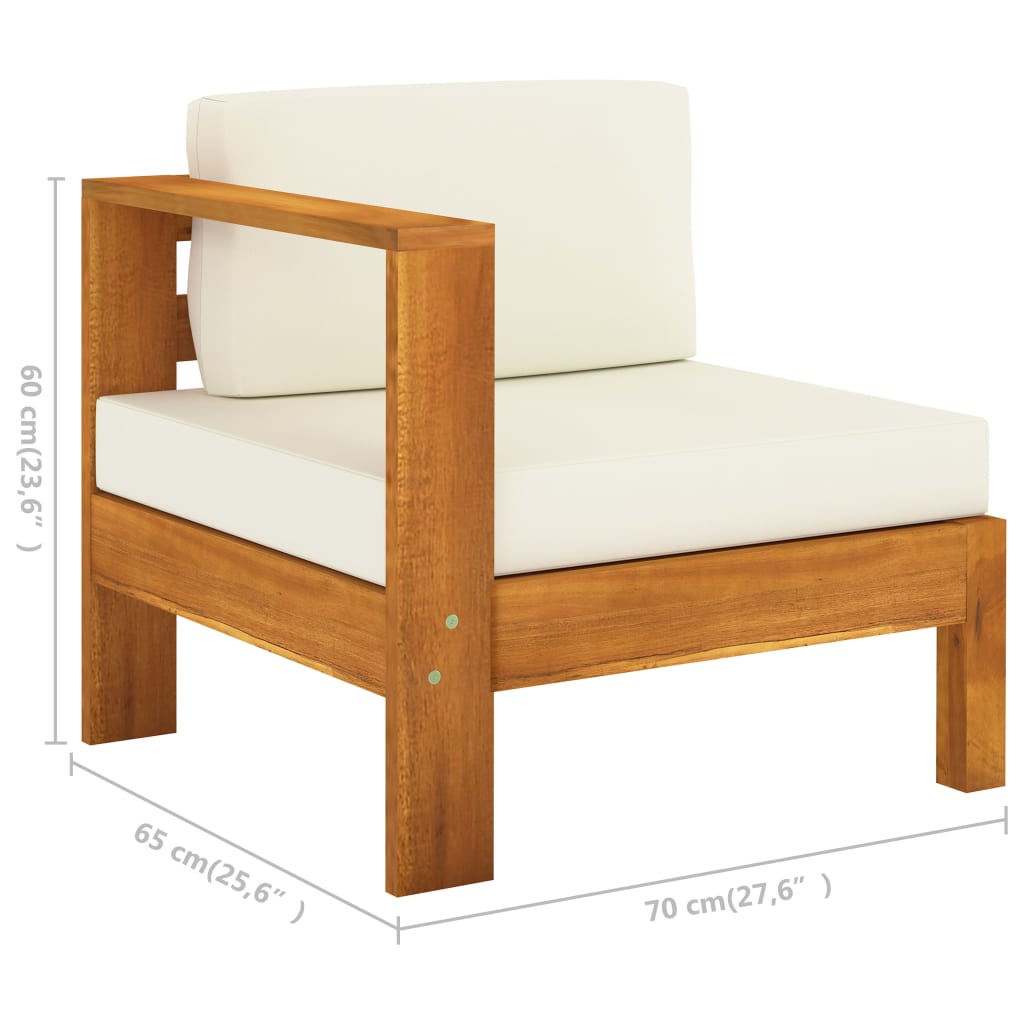 Divano da Giardino 4 Posti Cuscini Bianco Crema Massello Acacia | homemem39