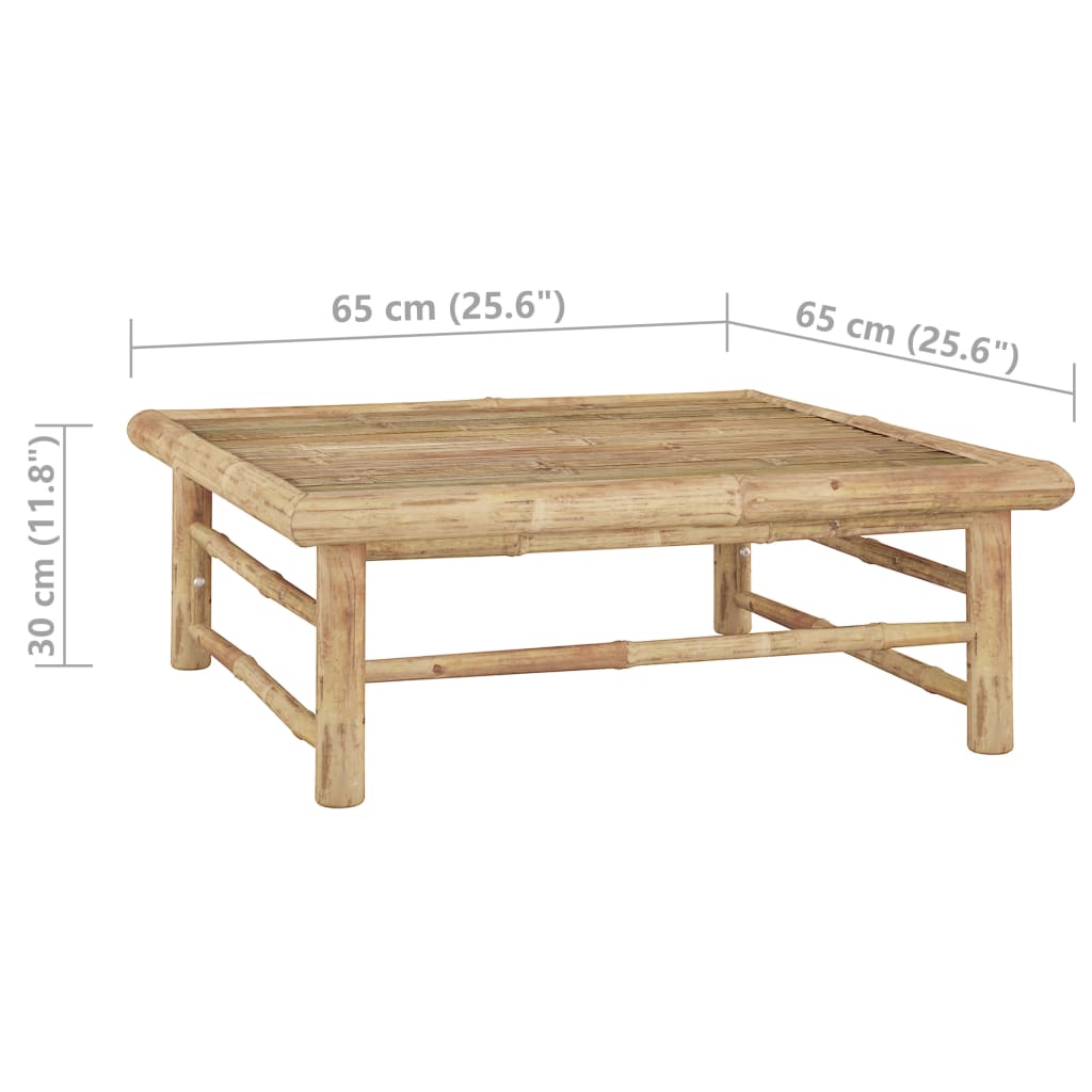 Set Salotto da Giardino 5pz con Cuscini Bianco Crema in Bambù