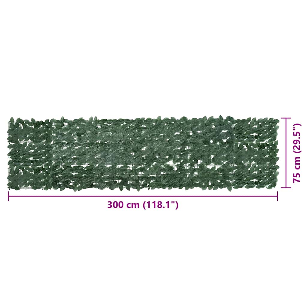 Paravento da Balcone con Foglie Verde Scuro 300x75 cm - homemem39