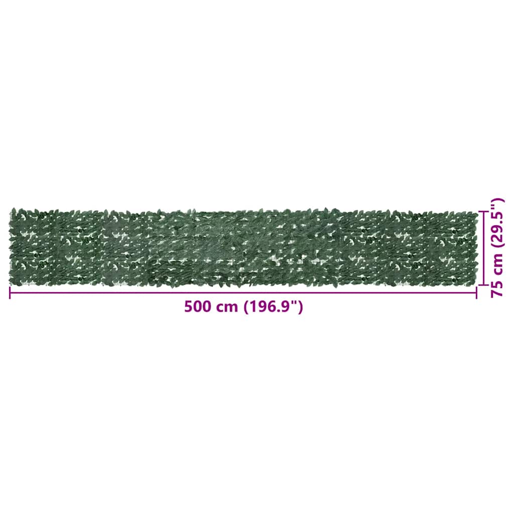 Paravento da Balcone con Foglie Verde Scuro 500x75 cm | homemem39