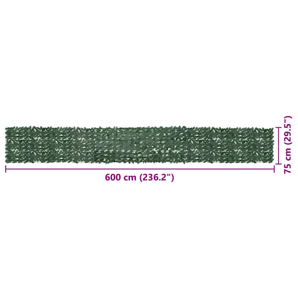 Paravento da Balcone con Foglie Verde Scuro 600x75 cm | homemem39