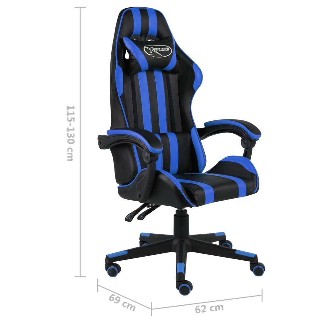 Sedia da Gaming Nero e Blu in Similpelle | homemem39