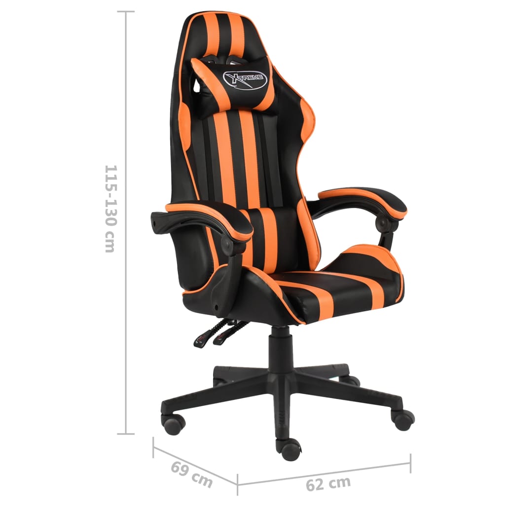 Sedia da Gaming Nero e Arancione in Similpelle | homemem39