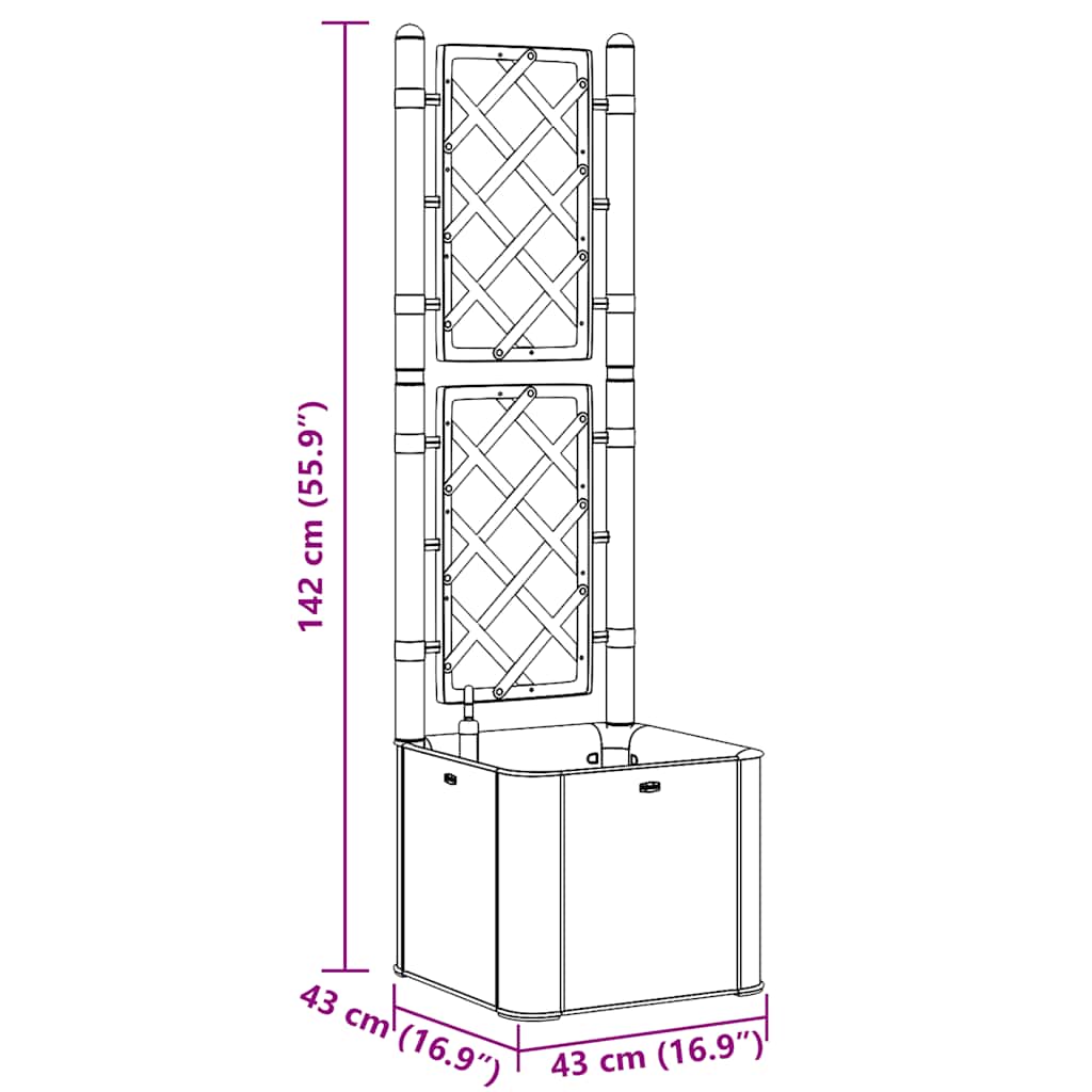 Letto Rialzato da Giardino con Graticcio e Irrigazione Bianco