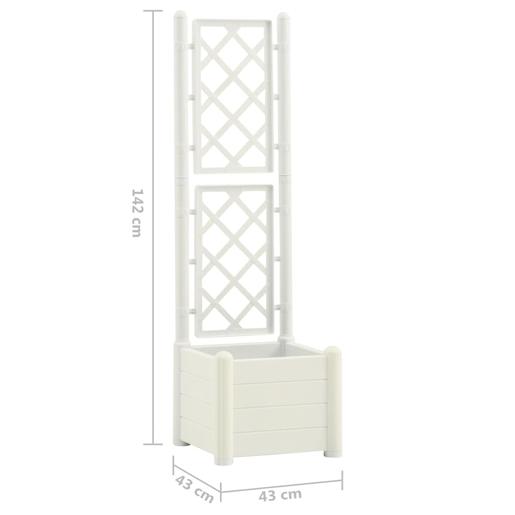 Fioriera da Giardino con Graticcio 43x43x142 cm PP Bianco