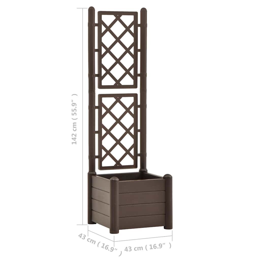 Fioriera da Giardino con Graticcio 43x43x142 cm PP Mocca | homemem39