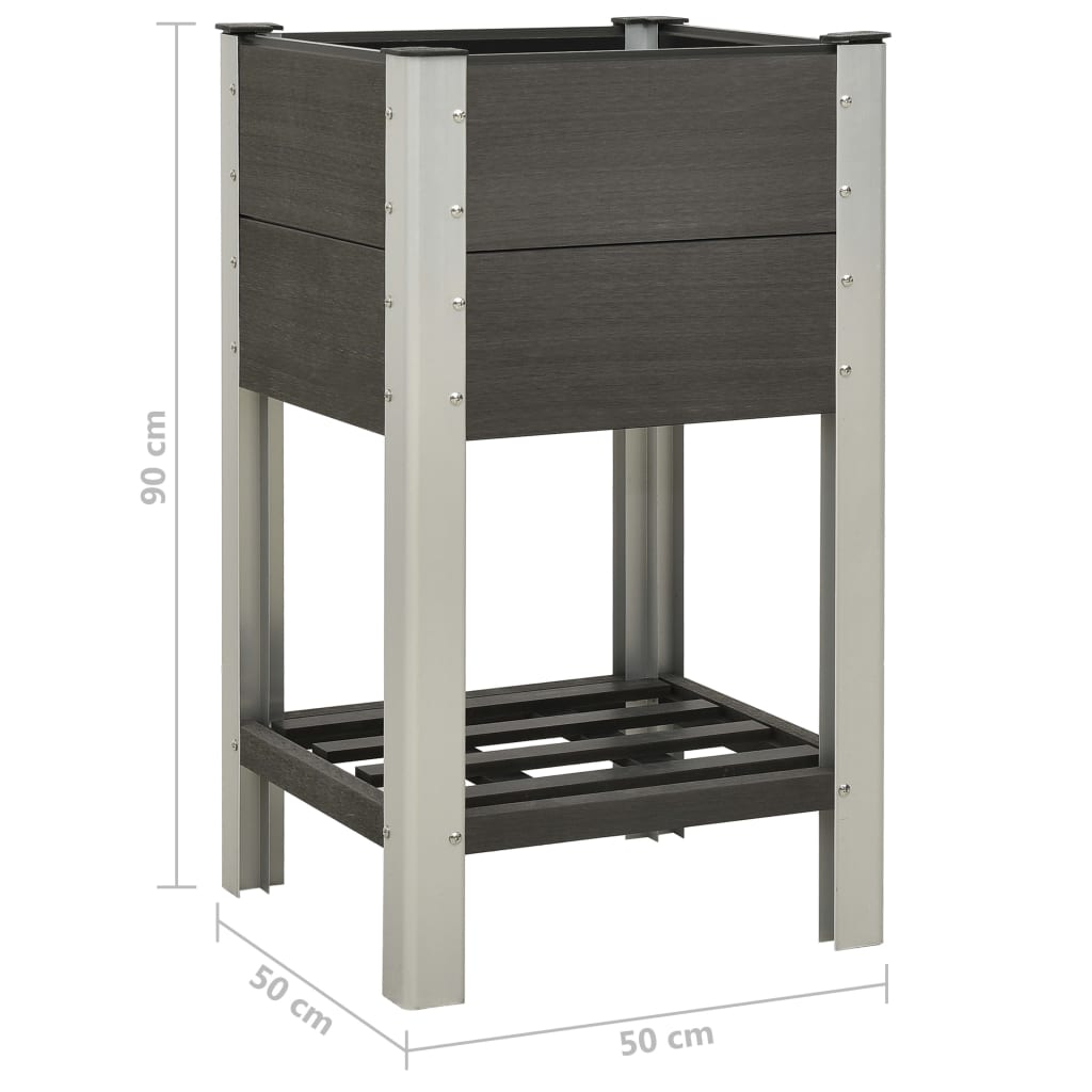 Fioriera Rialzata da Giardino con Ripiano 50x50x90cm WPC Grigio | homemem39