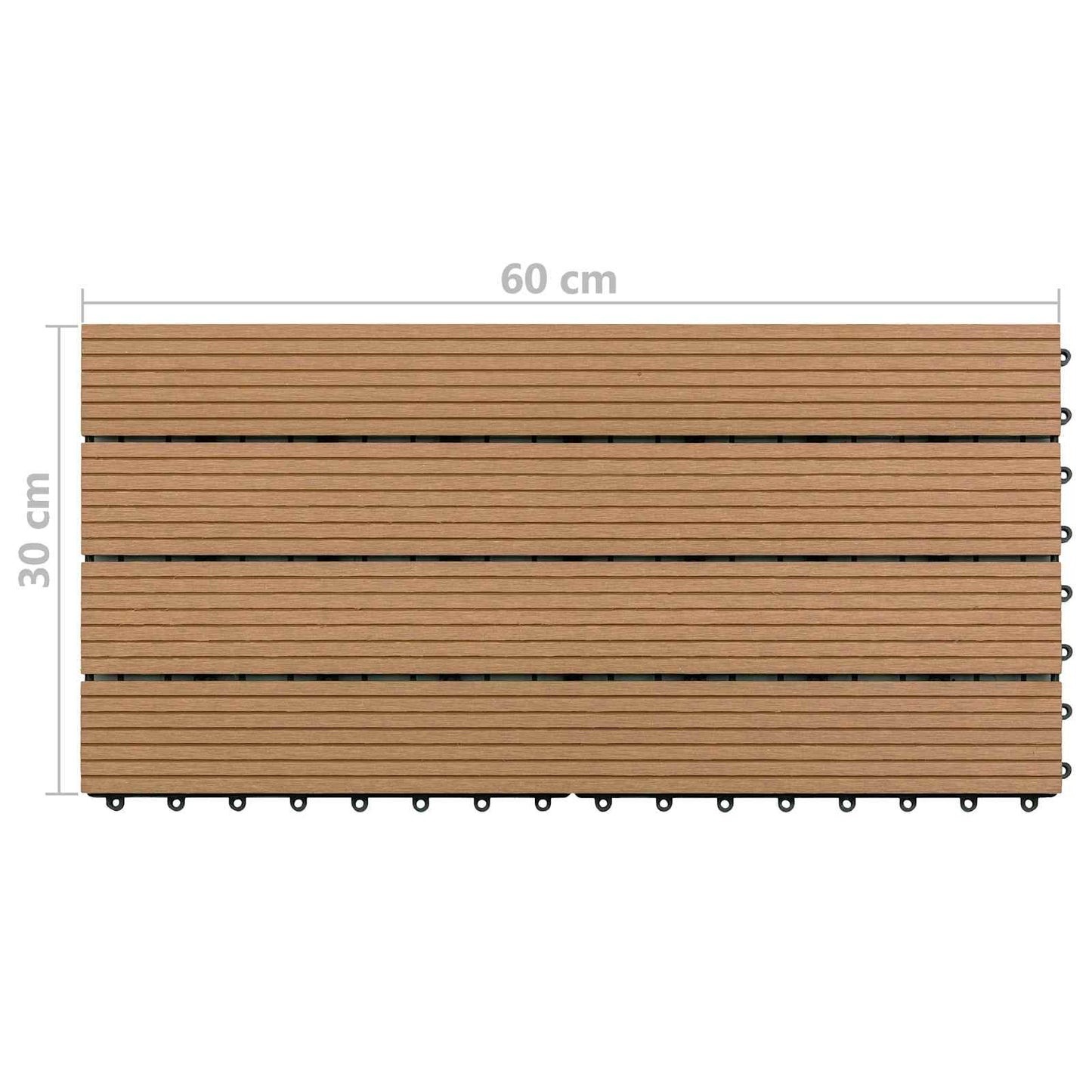 Piastrella per Decking 6 pcs Marrone 60 x 30 cm WPC | homemem39