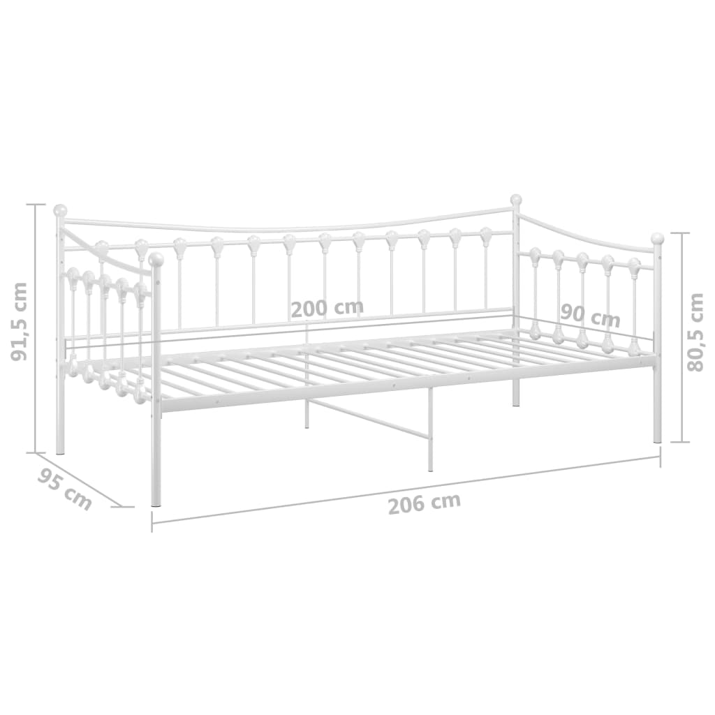 Telaio Divano Letto Bianco in Metallo 90x200 cm | homemem39