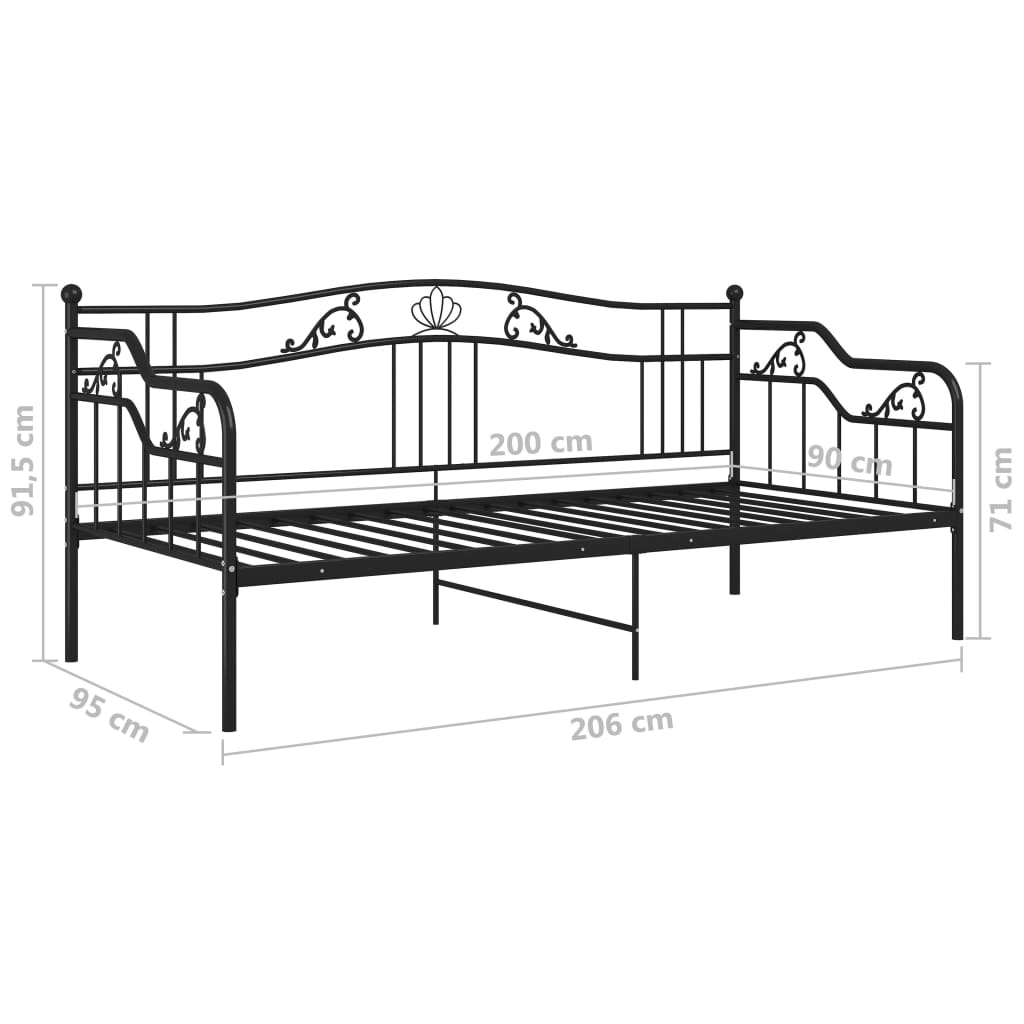 Divano Letto Telaio Nero in Metallo 90x200 cm | homemem39