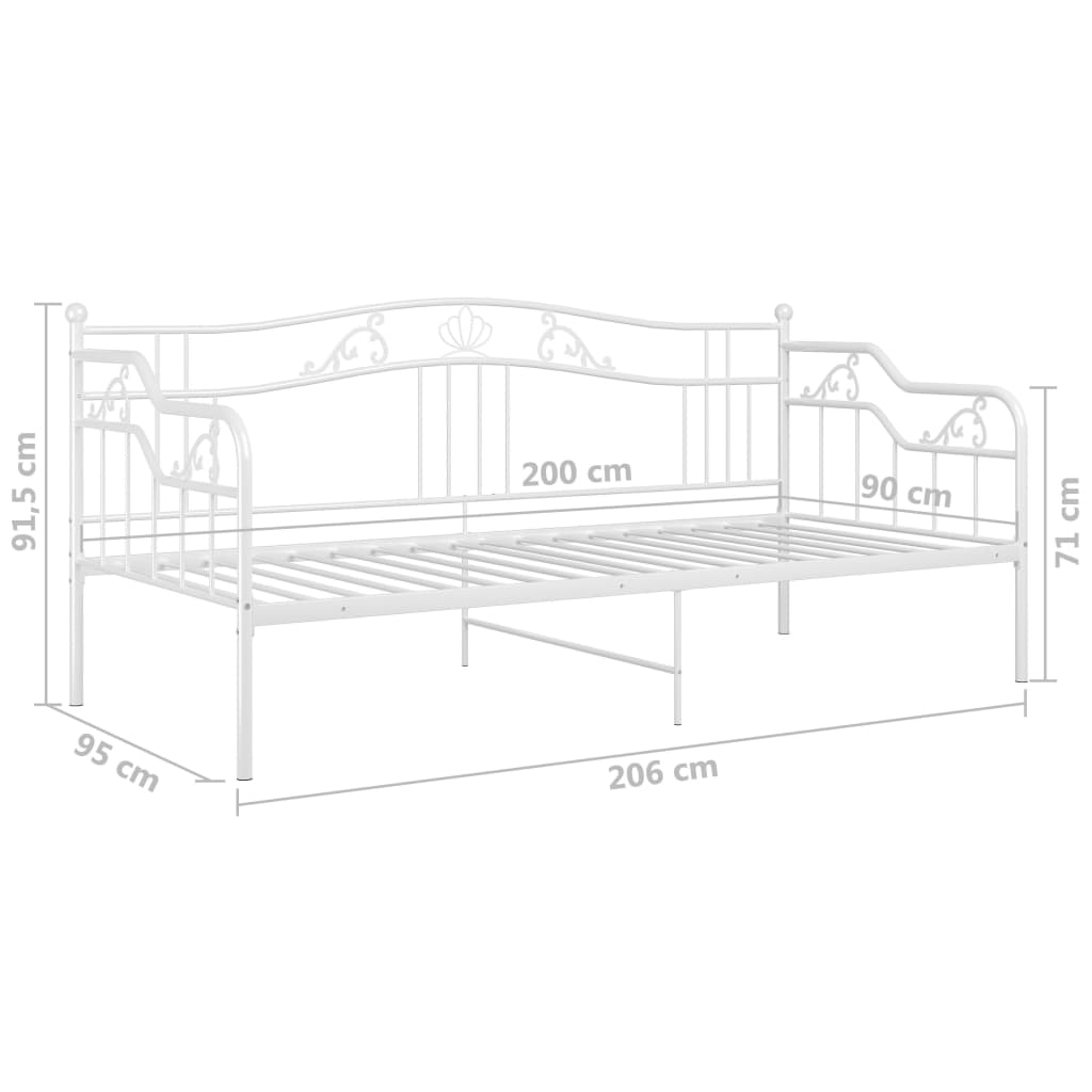 Telaio Divano Letto Bianco in Metallo 90x200 cm | homemem39