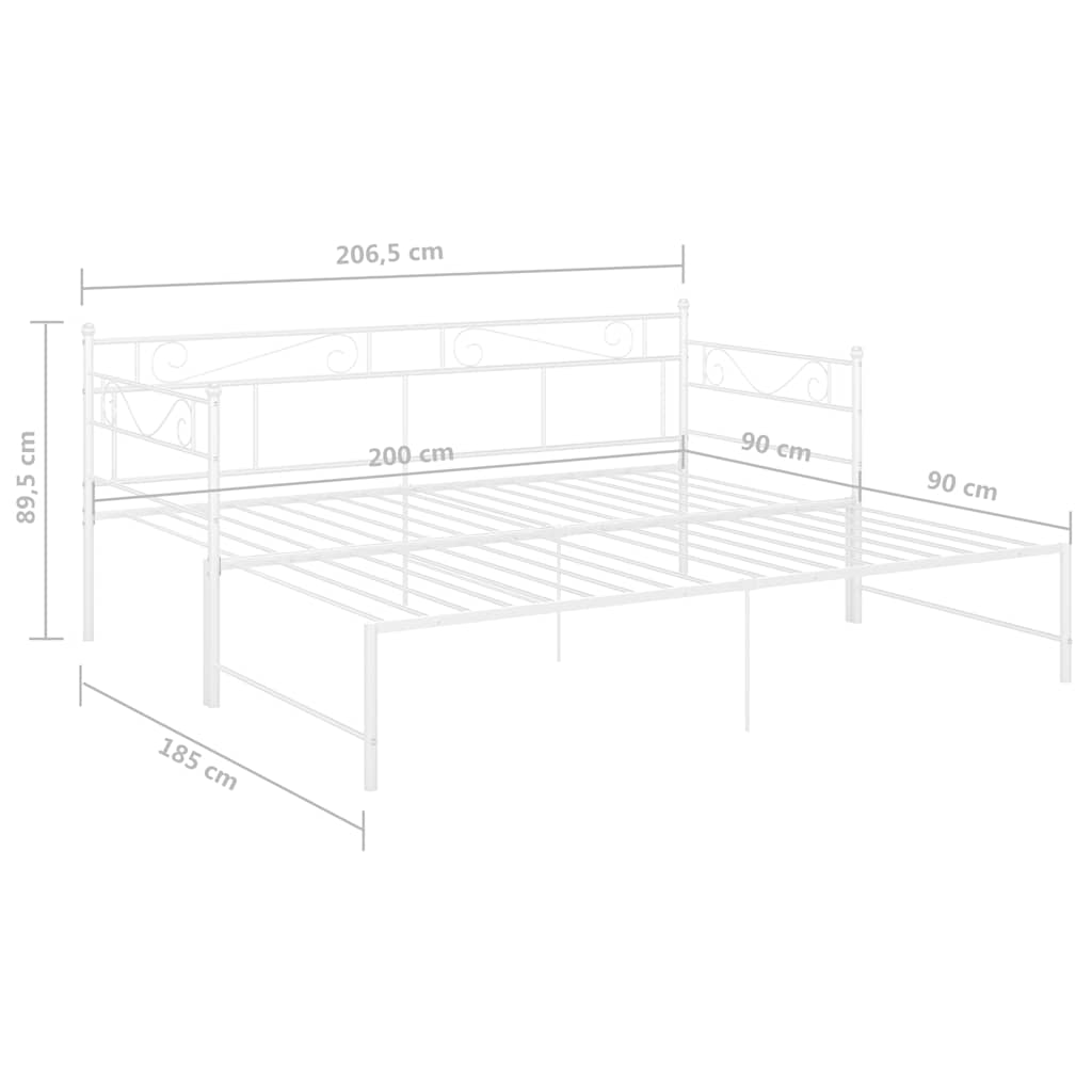 Telaio Divano Letto Estraibile Bianco in Metallo 90x200 cm