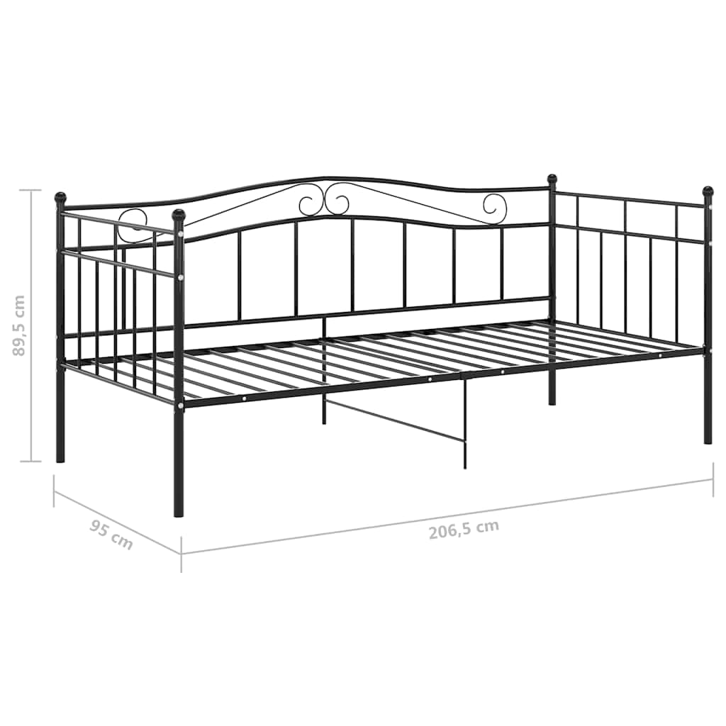 Divano Letto Telaio Nero in Metallo 90x200 cm - homemem39