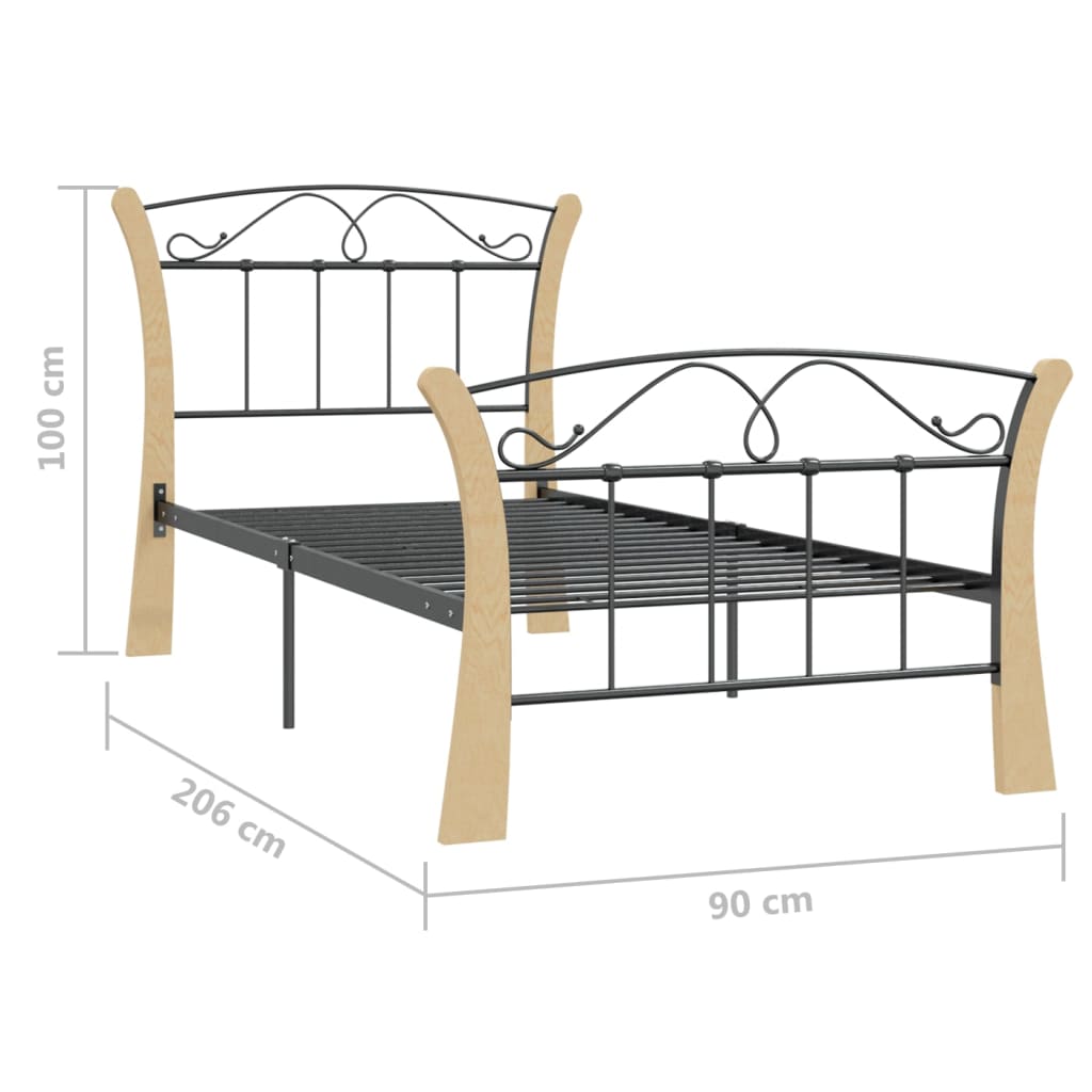 Giroletto Nero in Metallo 90x200 cm | homemem39