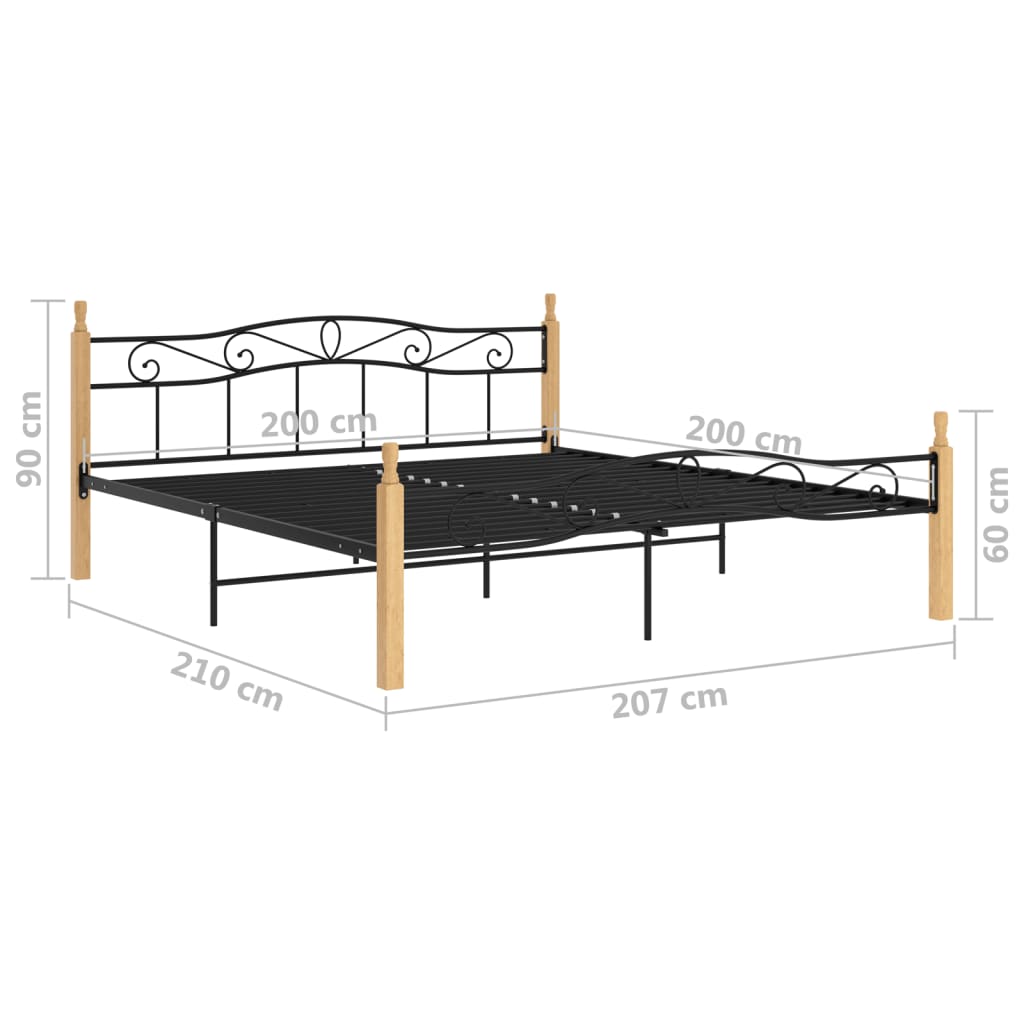 Giroletto Nero in Metallo e Legno Massello di Rovere 200x200 cm | homemem39