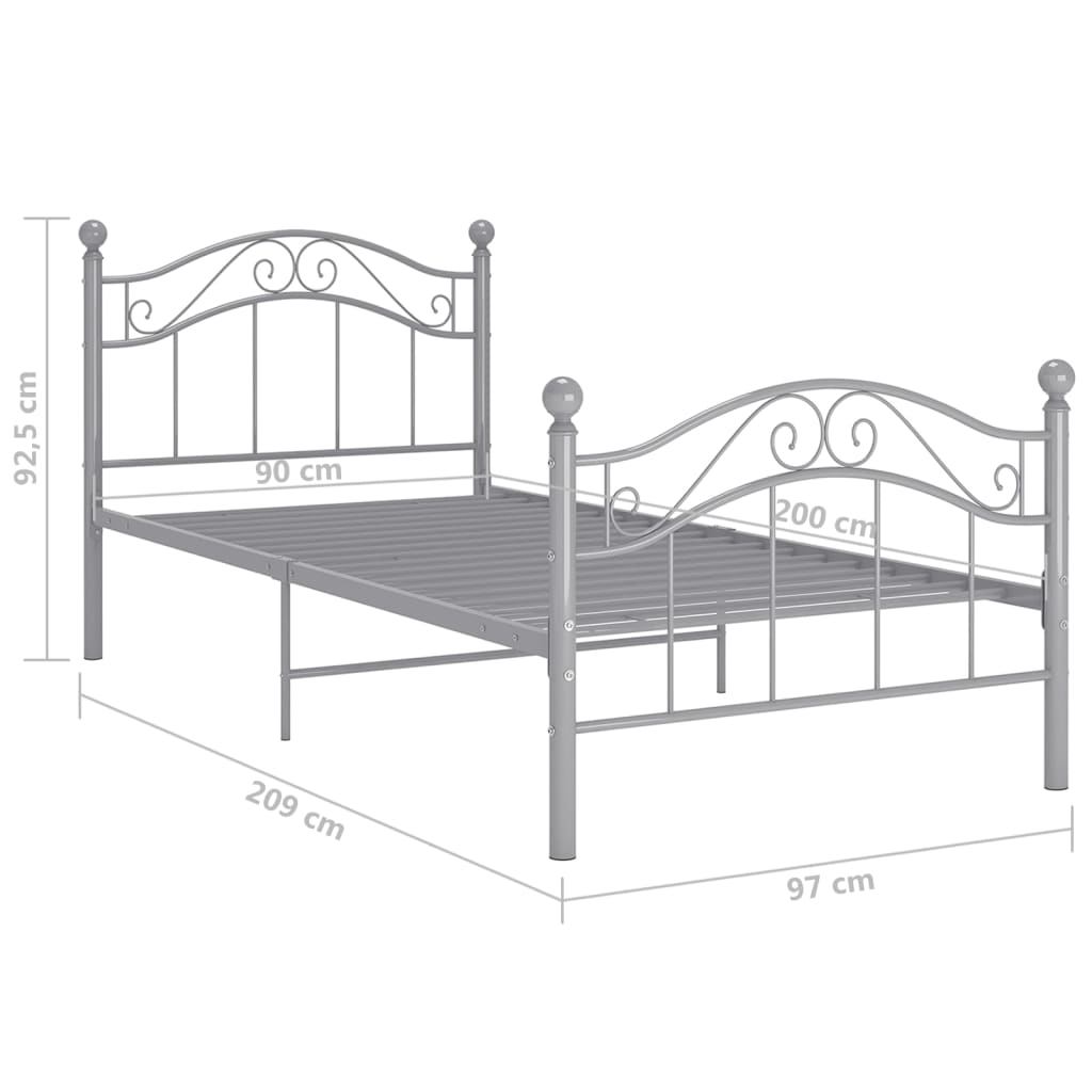 Giroletto Grigio in Metallo 90x200 cm | homemem39