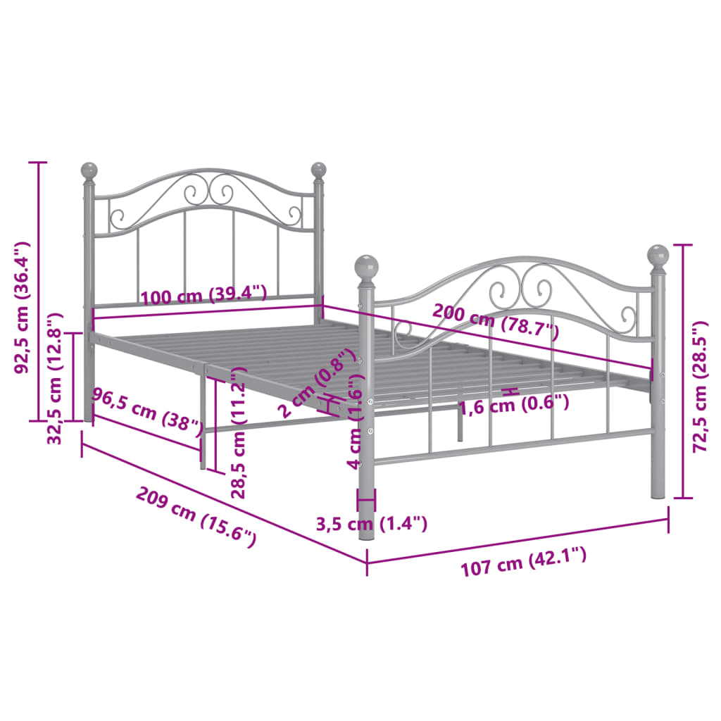 Giroletto Grigio in Metallo 100x200 cm | homemem39