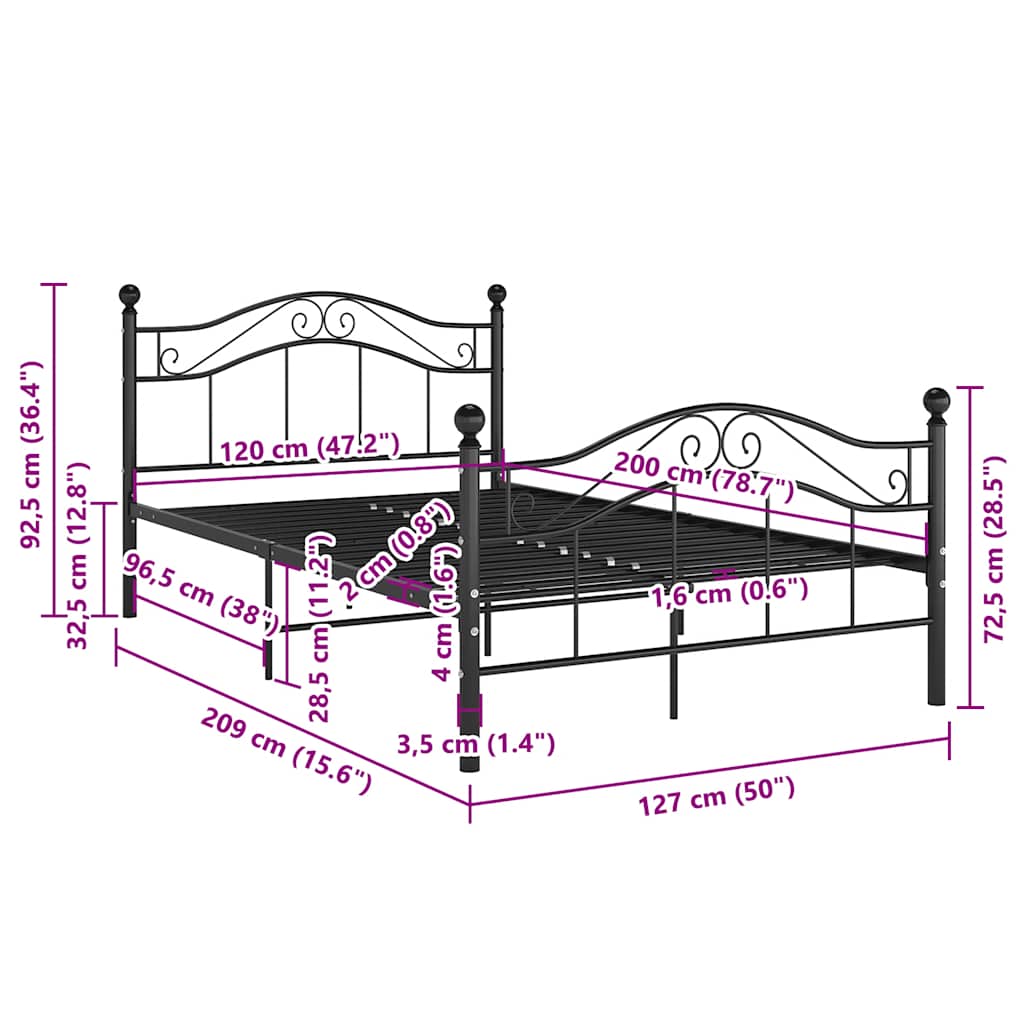 Giroletto Nero in Metallo 120x200 cm | homemem39