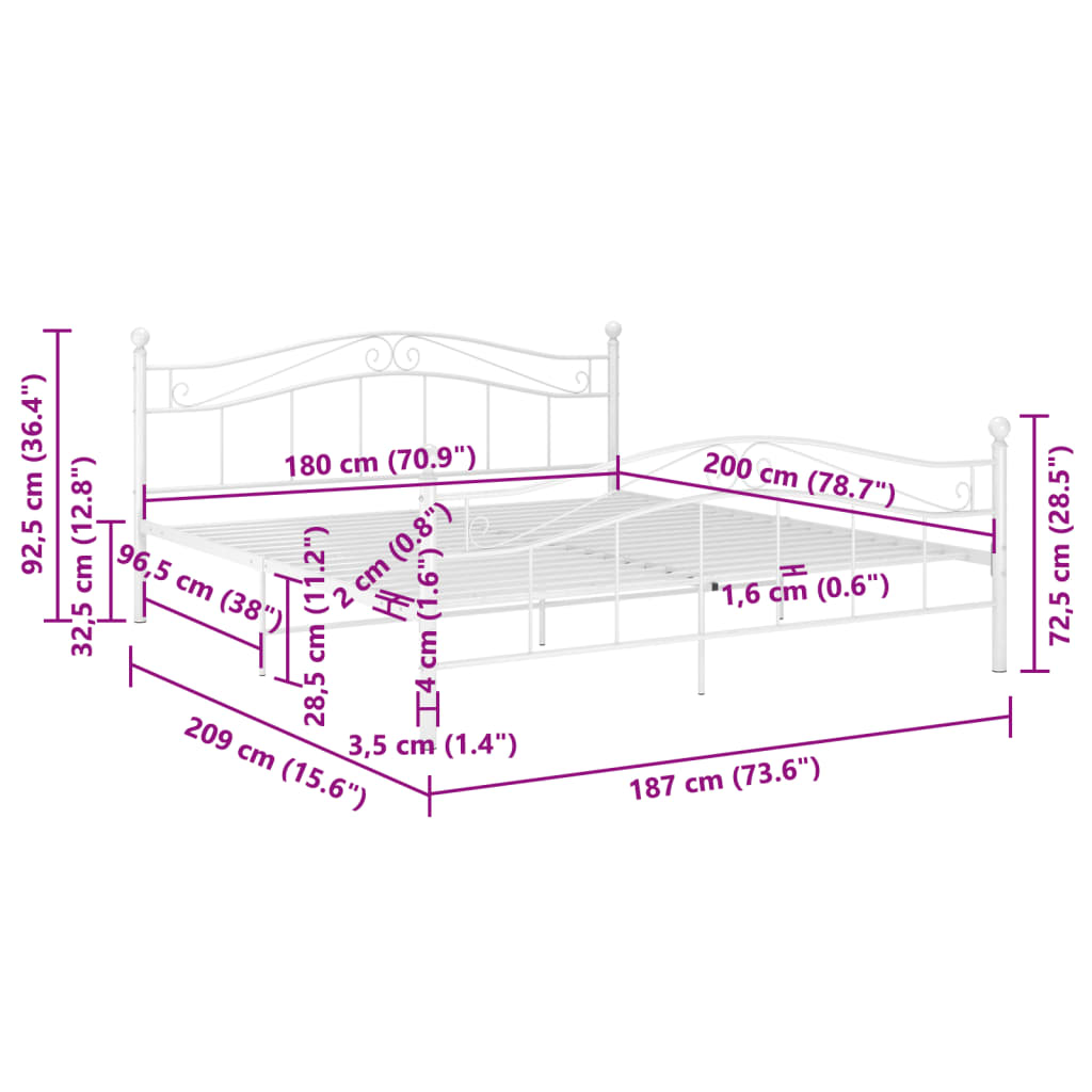 Giroletto Bianco in Metallo 180x200 cm | homemem39
