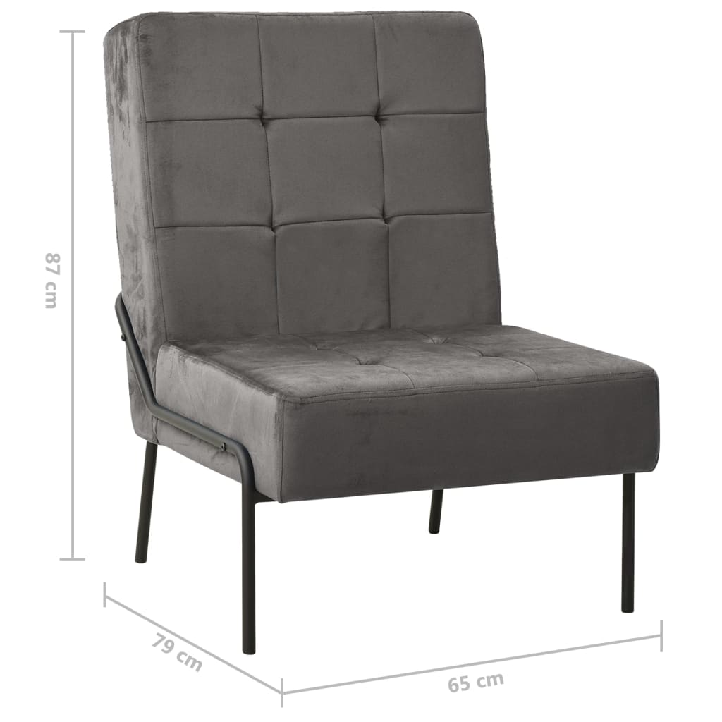 Poltrona Relax 65x79x87 cm Grigio Scuro in Velluto | homemem39