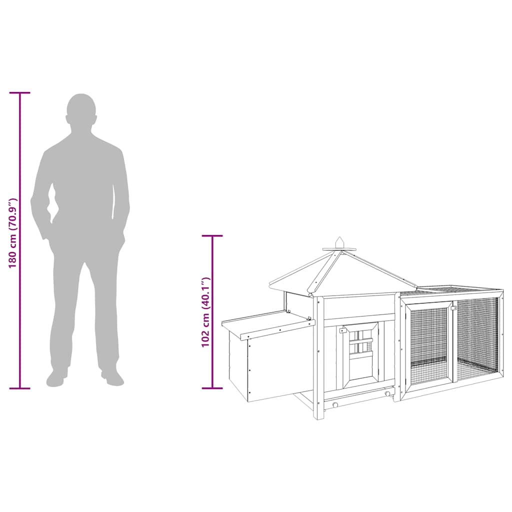 Pollaio con Casetta Nidificazione Moca 190x72x102 cm in Abete