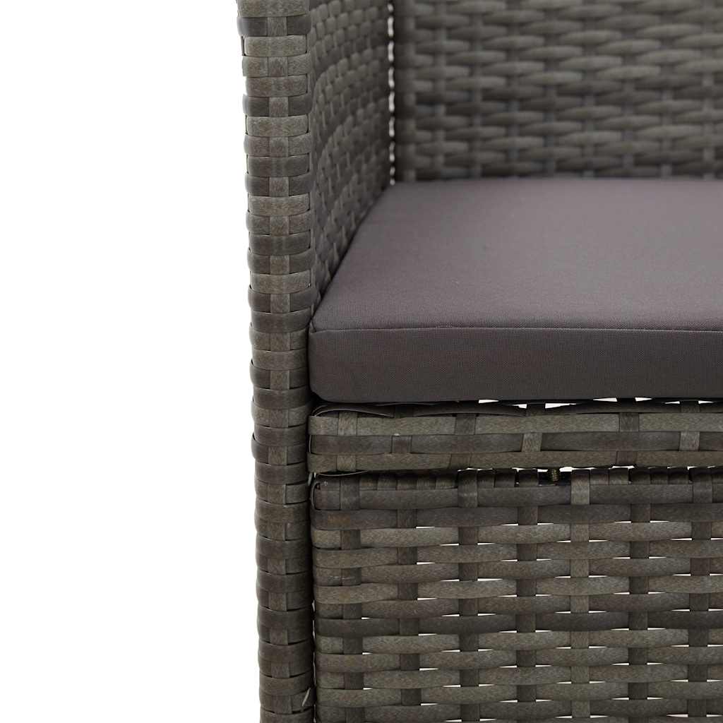 Set Mobili da Pranzo da Giardino 3 pz Grigio Polyrattan e Vetro