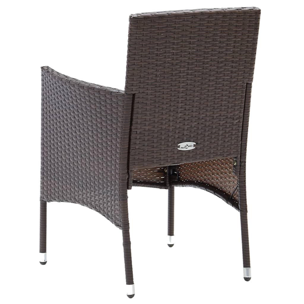 Set da Pranzo da Giardino 3 pz Marrone in Polyrattan e Vetro - homemem39