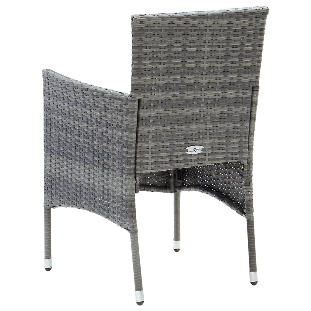 Set Mobili da Pranzo da Giardino 5 pz Grigio Polyrattan e Vetro - homemem39