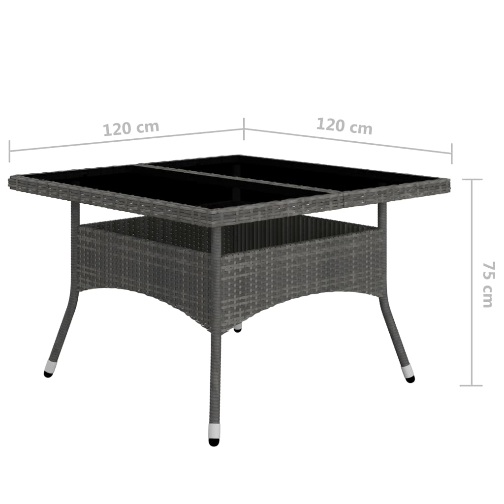 Set Mobili da Pranzo per Giardino 9pz Polyrattan e Vetro Grigio - homemem39