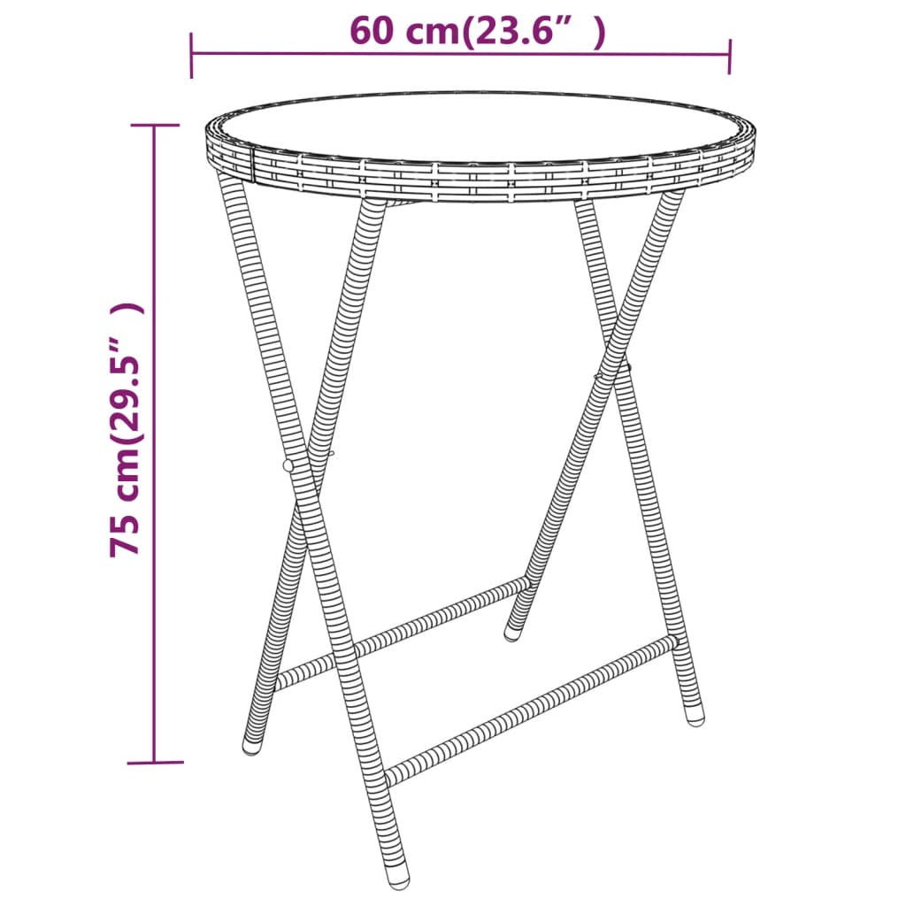 Set Bistrot da Giardino 5pz Polyrattan e Vetro Temperato Grigio | homemem39