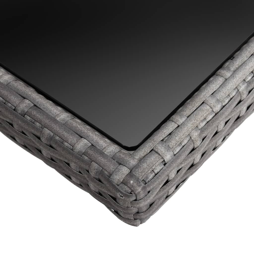 Set da Pranzo per Giardino 9 pz in Polyrattan e Vetro Grigio - homemem39