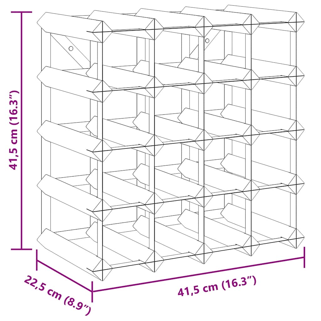 Portavini da 20 Bottiglie Nero in Legno Massello di Pino